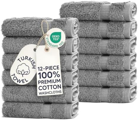 100% Cotton 12-Pack Washcloths 13x13