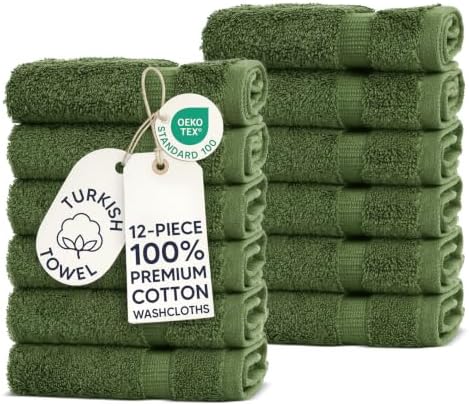 100% Cotton 12-Pack Washcloths 13x13