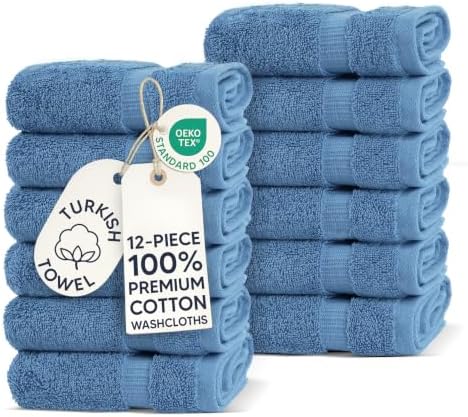 100% Cotton 12-Pack Washcloths 13x13