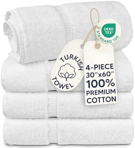 100% Cotton 4-Pack Bath Towels 30x60