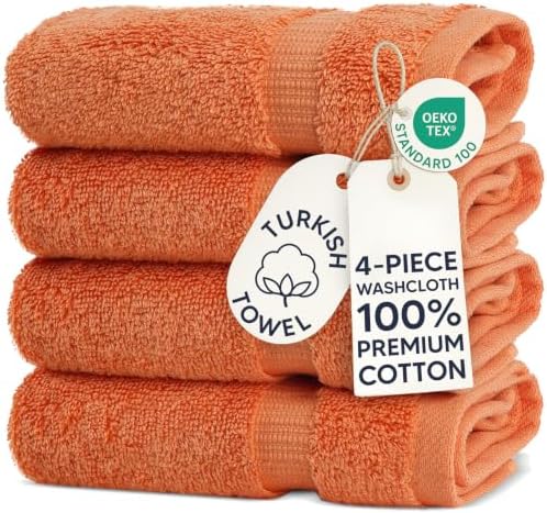 100% Cotton 4-Pack Washcloths 13x13