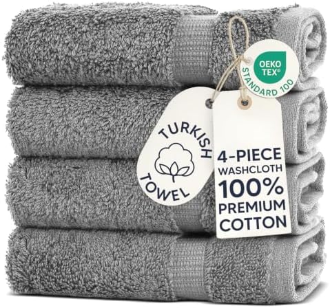 100% Cotton 4-Pack Washcloths 13x13