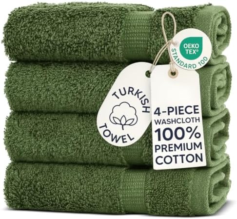 100% Cotton 4-Pack Washcloths 13x13