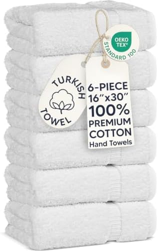 100% Cotton 6-Pack Hand Towels 16x30
