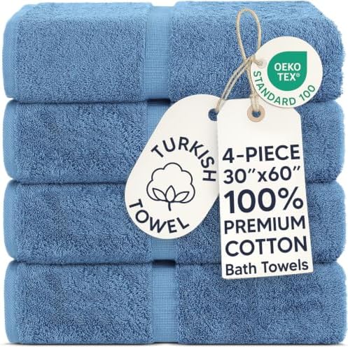 100% Cotton Premium Turkish Towels for Bathroom | 30'' x 60…