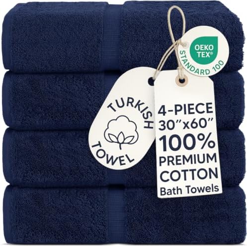 100% Cotton Premium Turkish Towels for Bathroom | 30'' x 60…